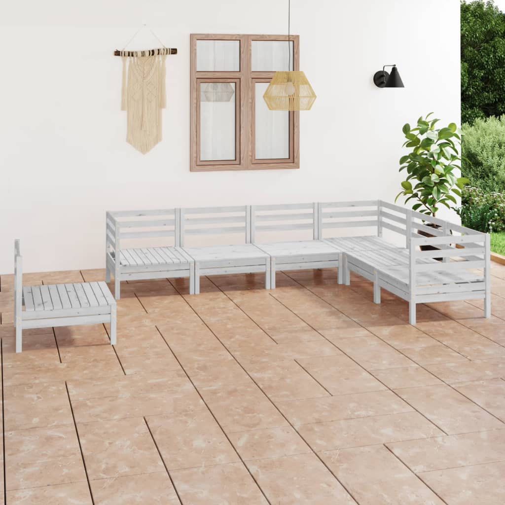 7-tlg. Garten-Lounge-Set Massivholz Kiefer Weiss